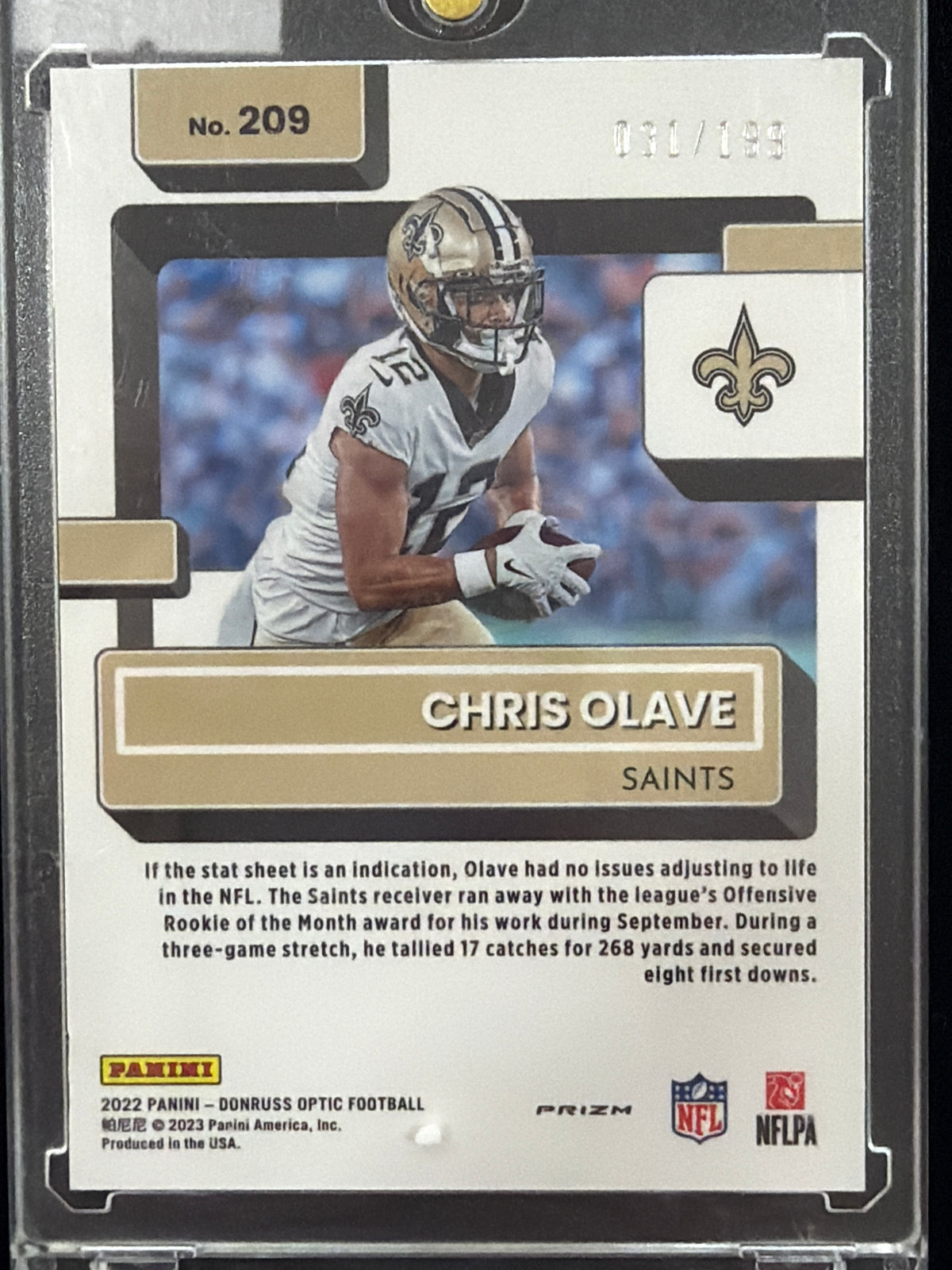 2023 Panini Donruss Optic Football Chris Olave #209 Orange /199