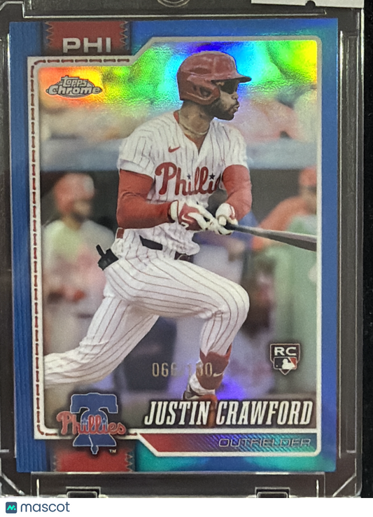 2026 Topps Chrome Justin Crawford #73 Blue Refractor /100 RC
