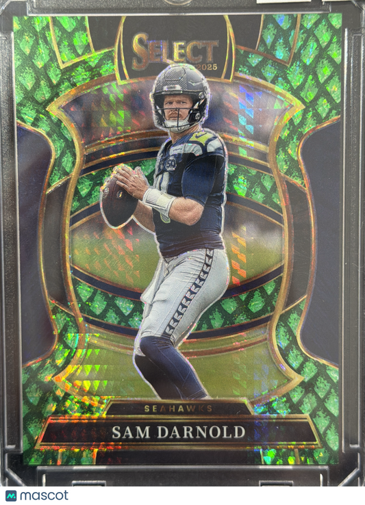 2025 Panini Select Prizm Sam Darnold #13 Green Snakeskin /50