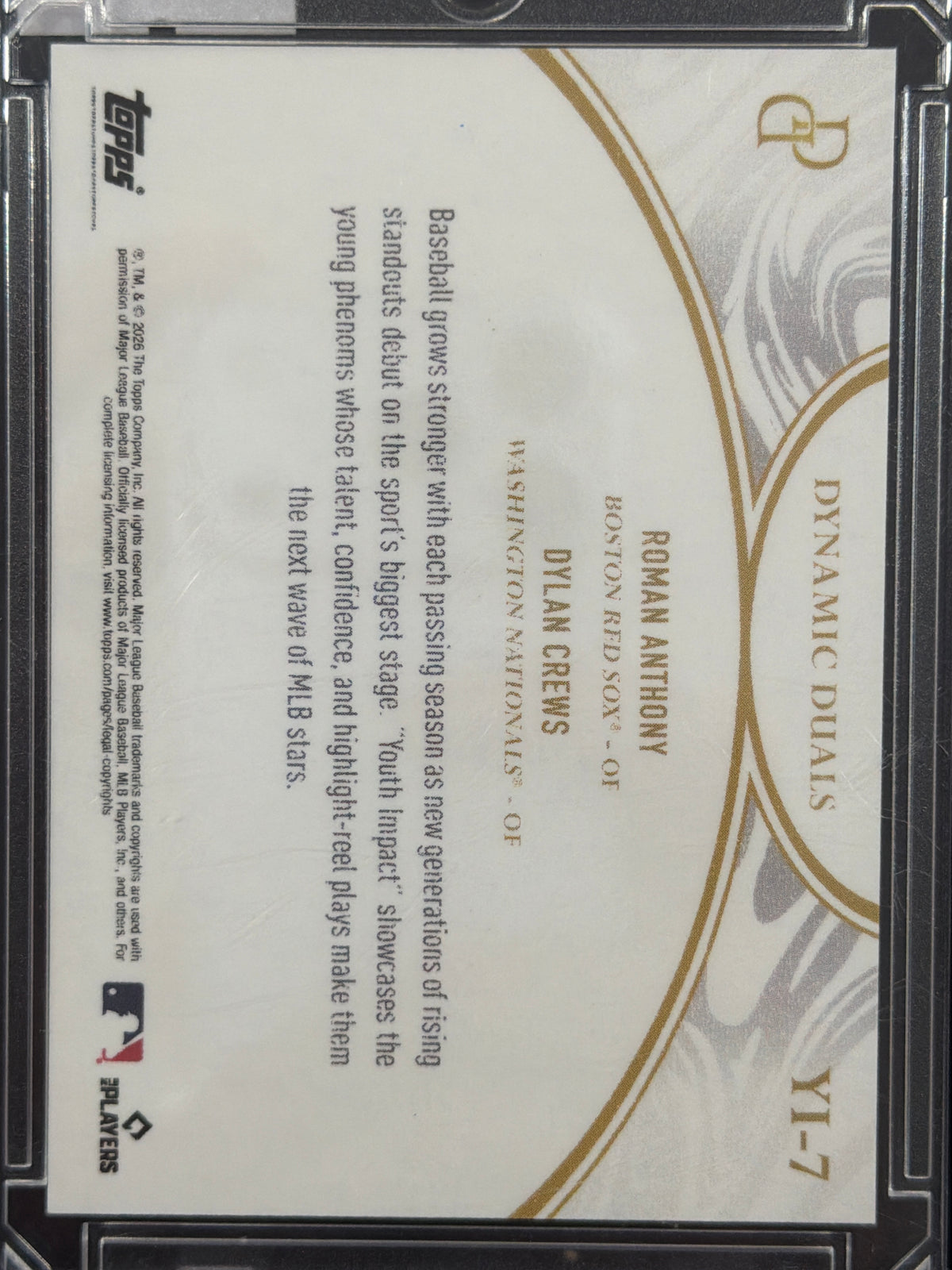2026 Topps Dynamic Duals Youth Impact Roman Anthony Dylan Crews #YI-7