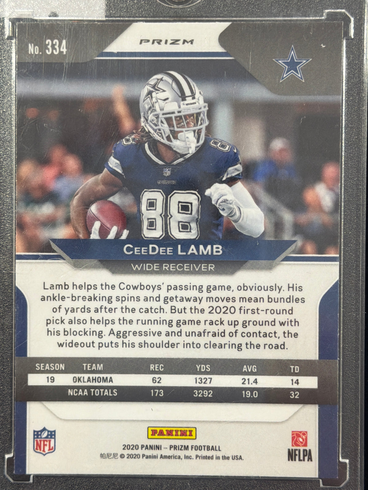 2020 Panini Prizm CeeDee Lamb #334 Green Pulsar RC