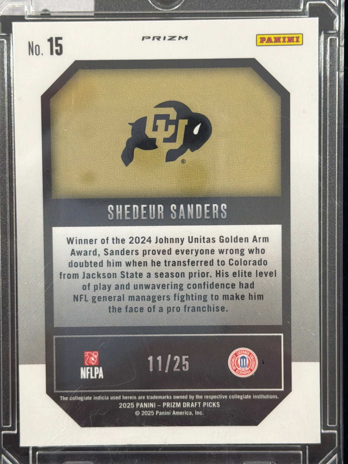 2025 Panini Prizm Draft New Recruits Shedeur Sanders #15 Pink Pulsar /25 RC