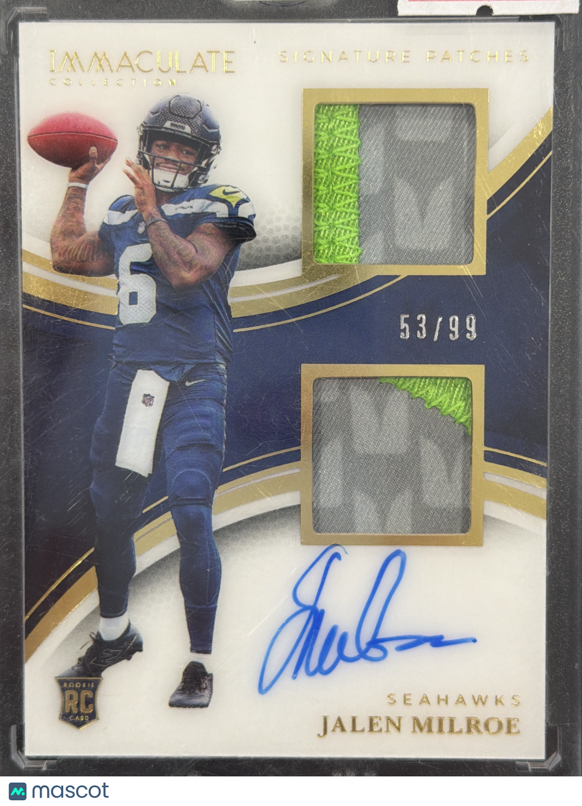 2025 Panini Immaculate Jalen Milroe #ISPR-JME /99 Patch RC Memorabilia