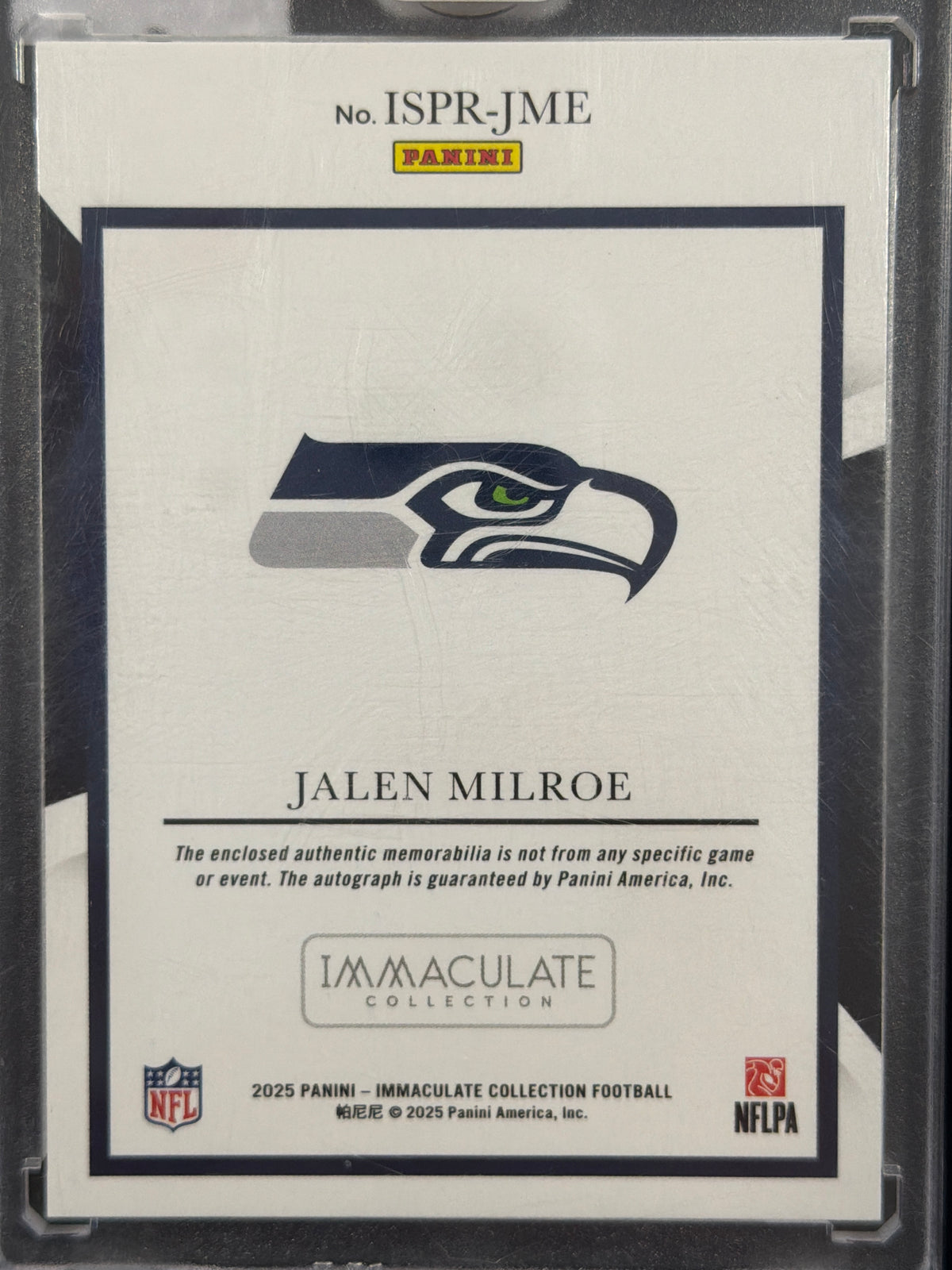 2025 Panini Immaculate Jalen Milroe #ISPR-JME /99 Patch RC Memorabilia