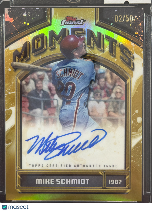 2026 Topps Finest Moments Autographs Mike Schmidt #FMA-MS Gold Refractor /50