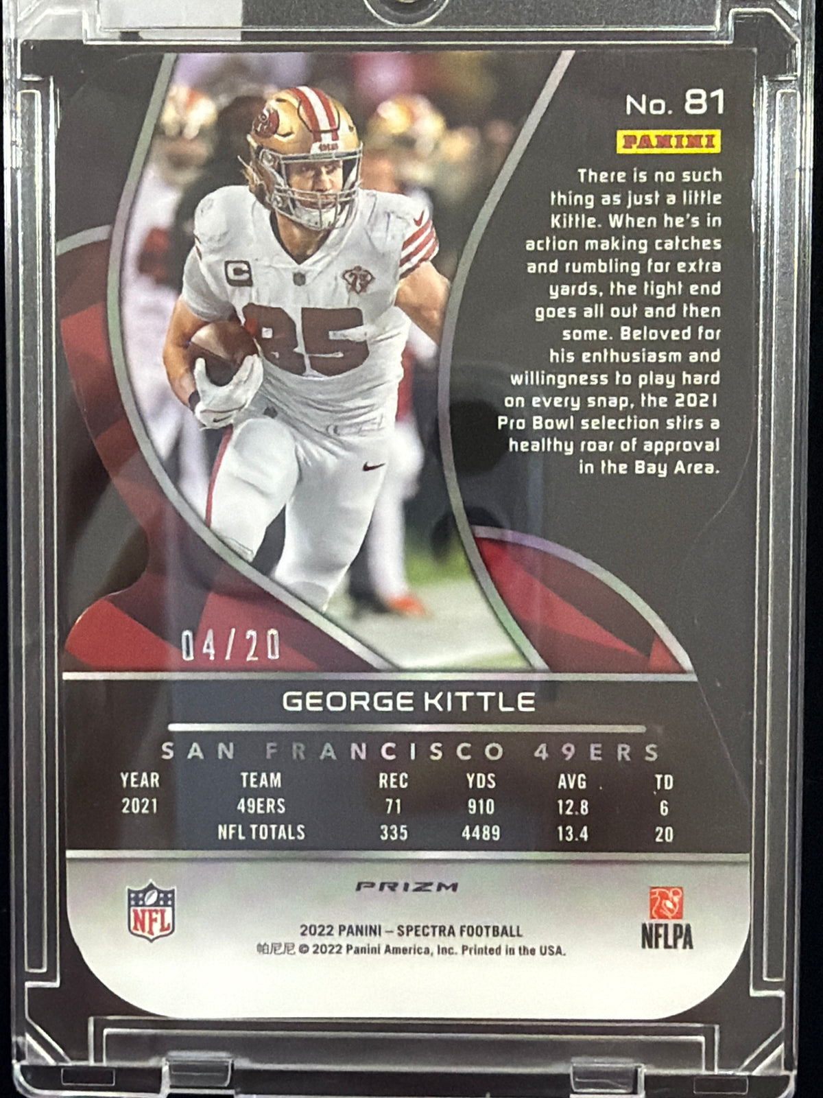2022 Panini Spectra Prizm George Kittle #81 Pink Die-Cut /20