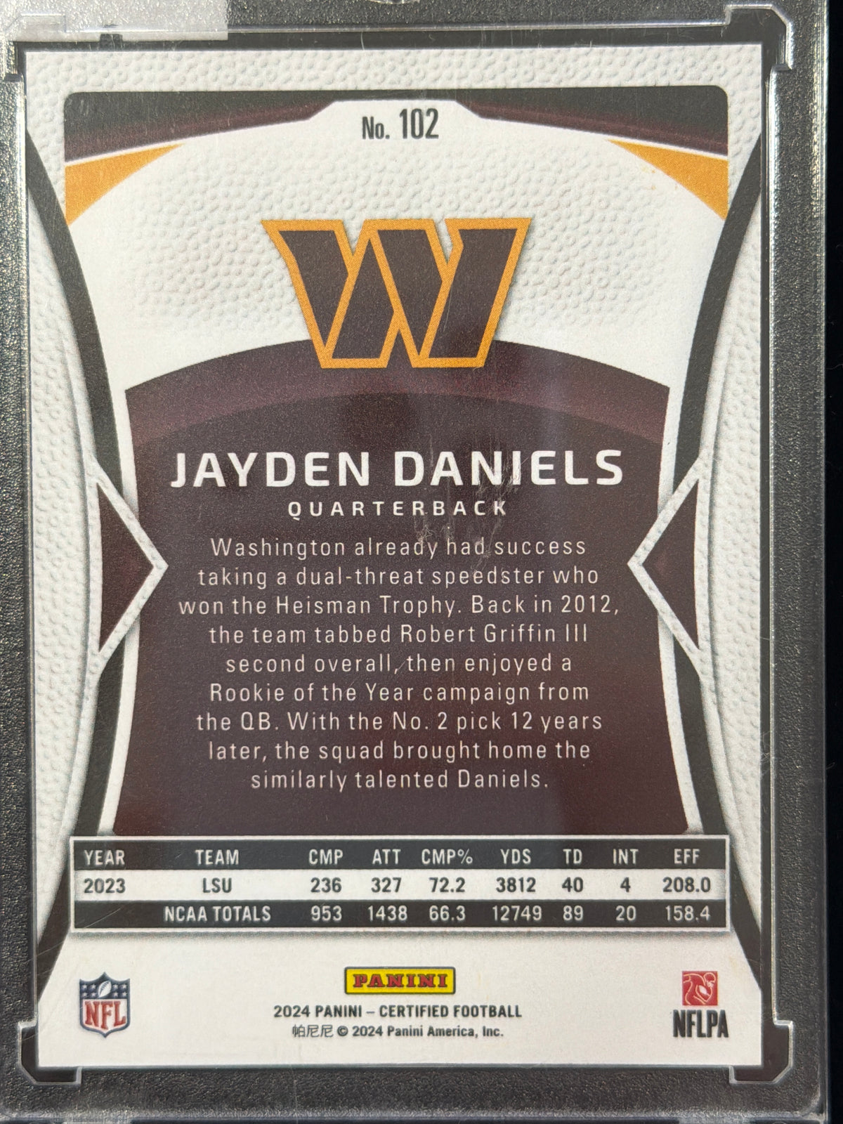 2024 Panini Certified Jayden Daniels #102 Orange /150 RC