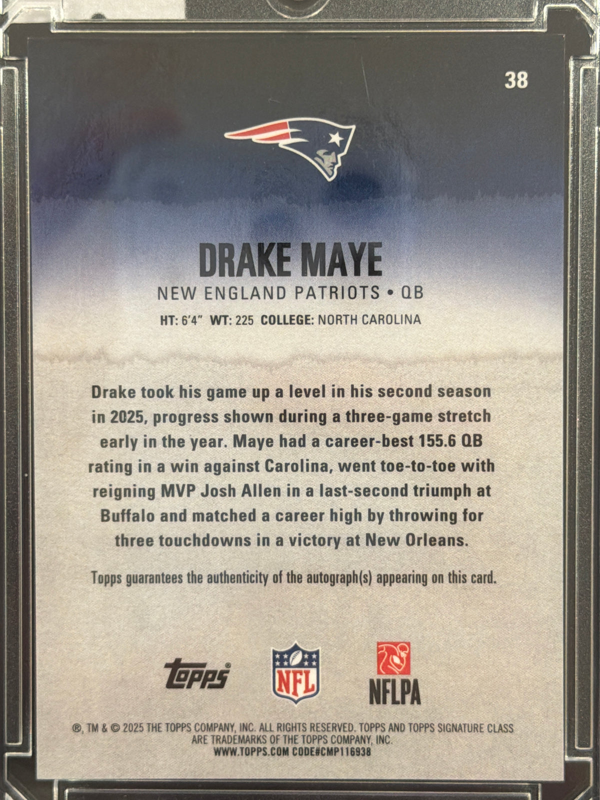 2025 Topps Signature Class Drake Maye #38 /50