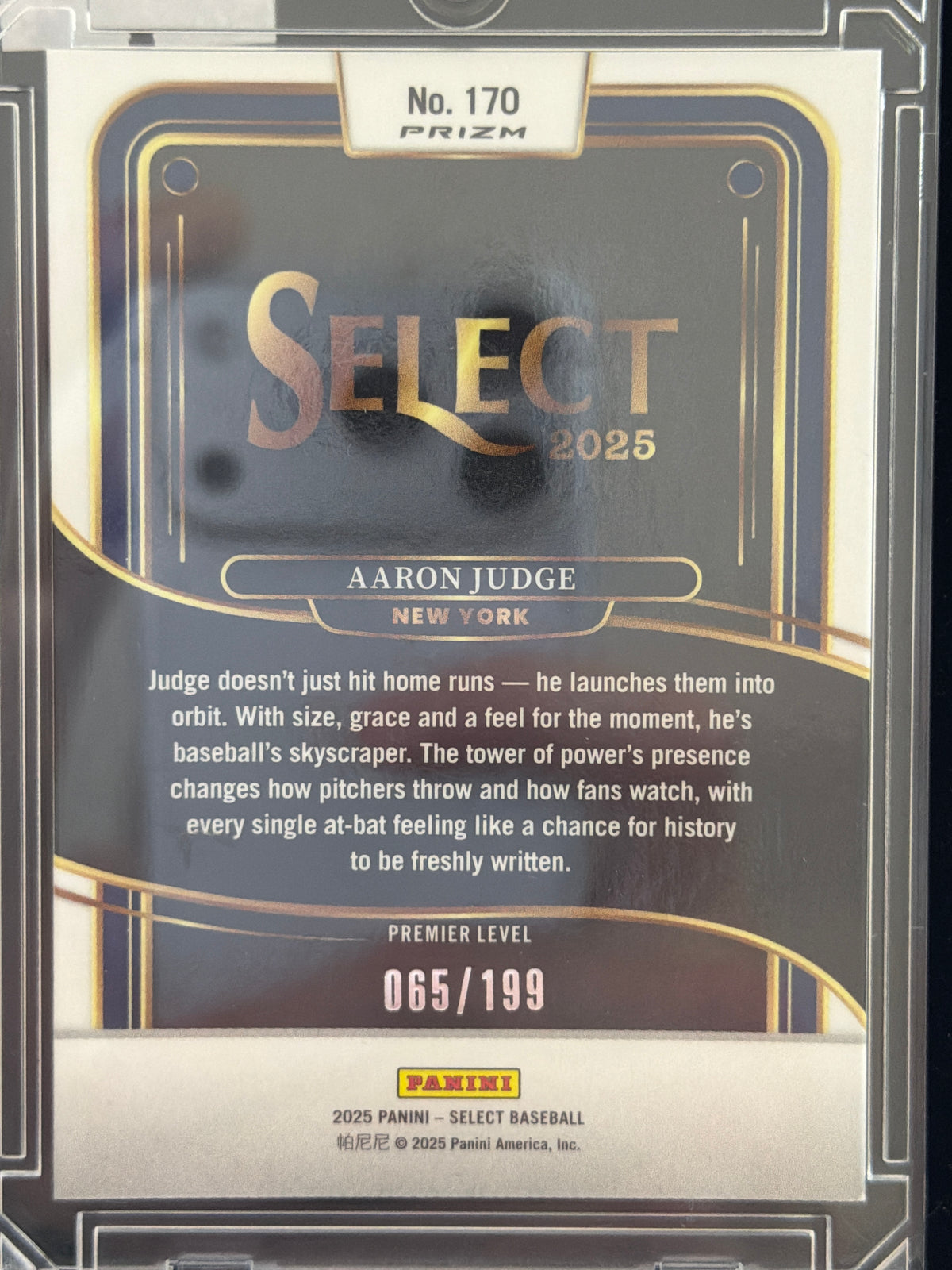 2025 Panini Select Prizm Aaron Judge #170 Red /199