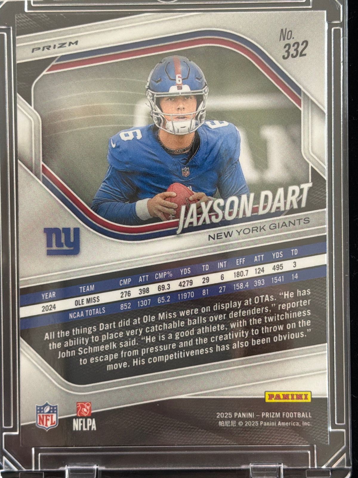 2025 Panini Prizm Football Jaxson Dart #332 White Disco RC
