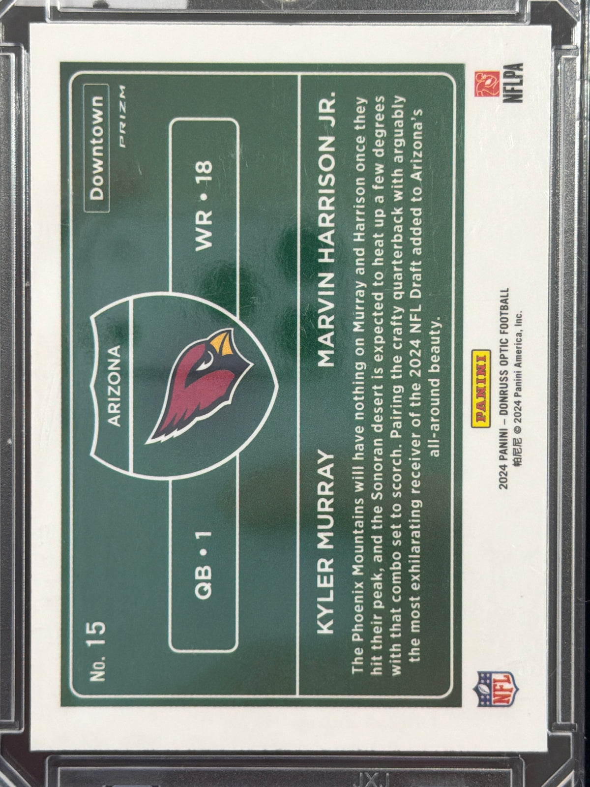 2024 Panini Donruss Optic Downtown Kyler Murray Marvin Harrison Jr. #15 RC