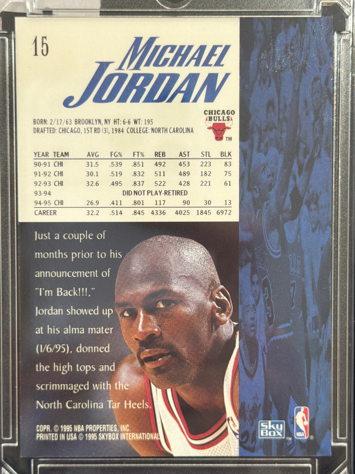 1995 SkyBox Michael Jordan #15