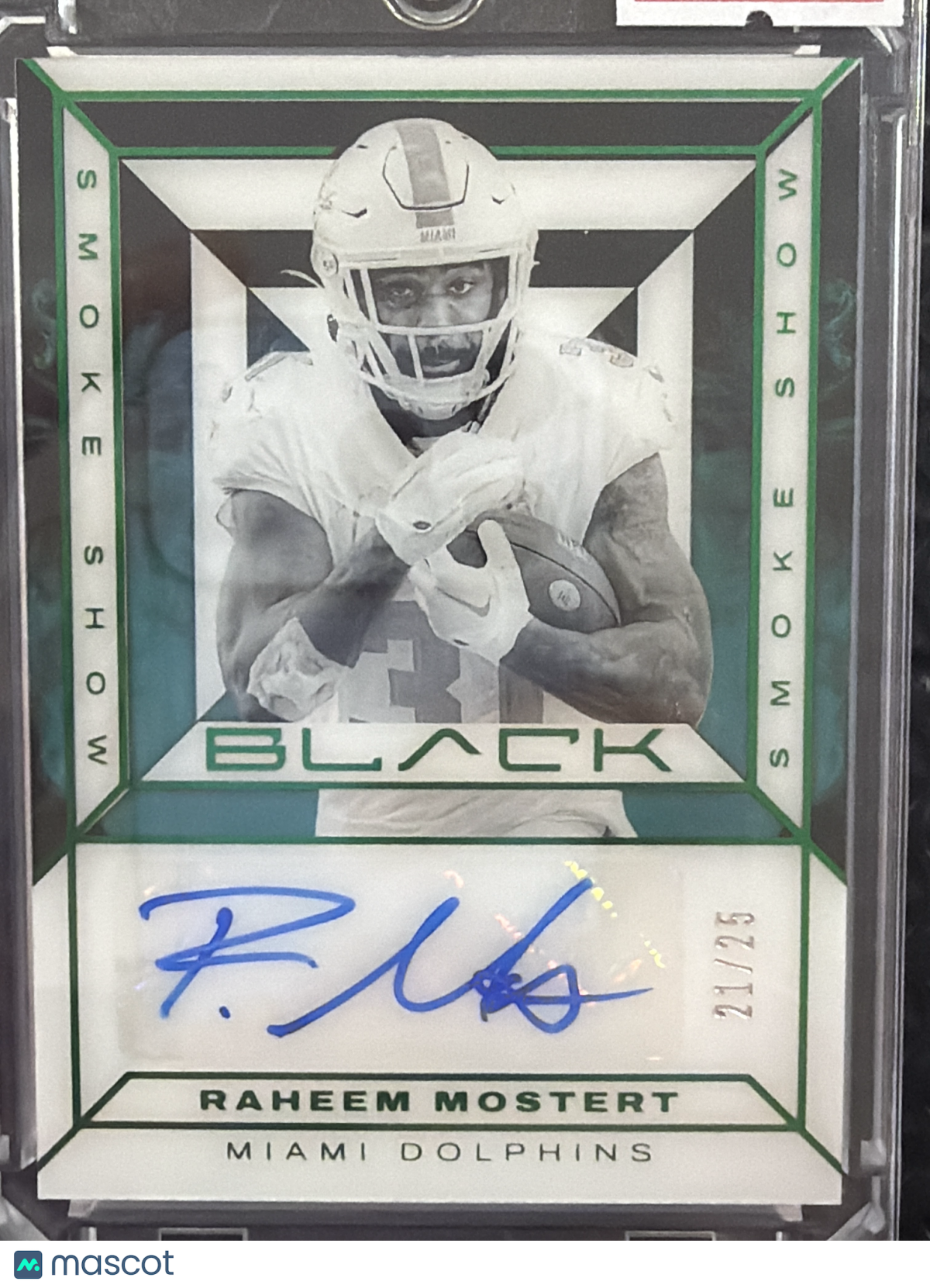 2024 Panini Black Football Raheem Mostert #SSS-RMT Smoke Show Green /25
