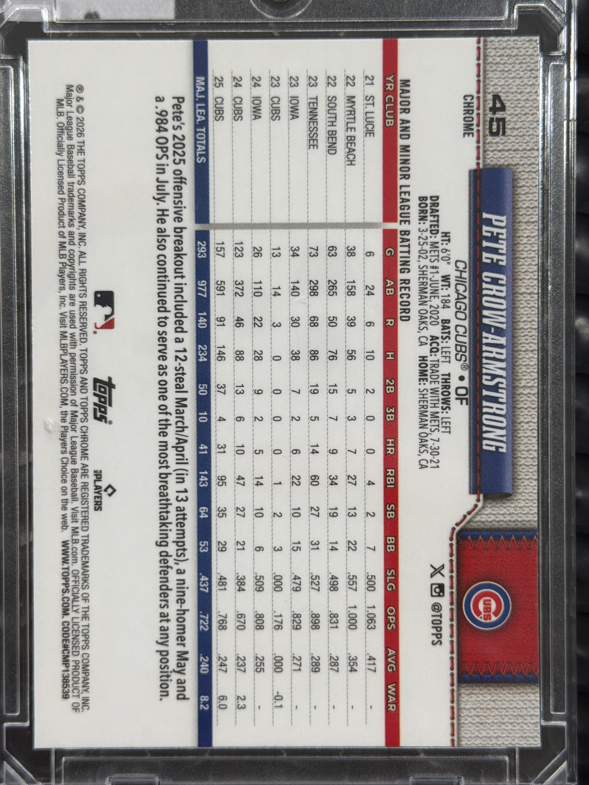 2026 Topps Chrome Pete Crow-Armstrong #45