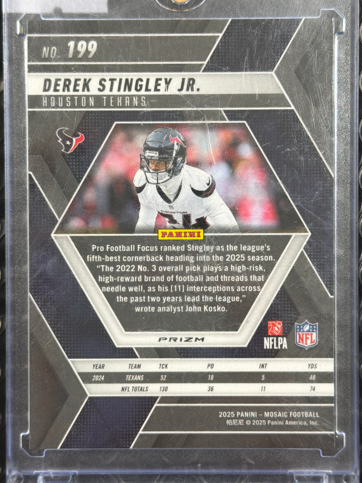 2025 Panini Mosaic Football Derek Stingley Jr. #199 Orange Honeycomb