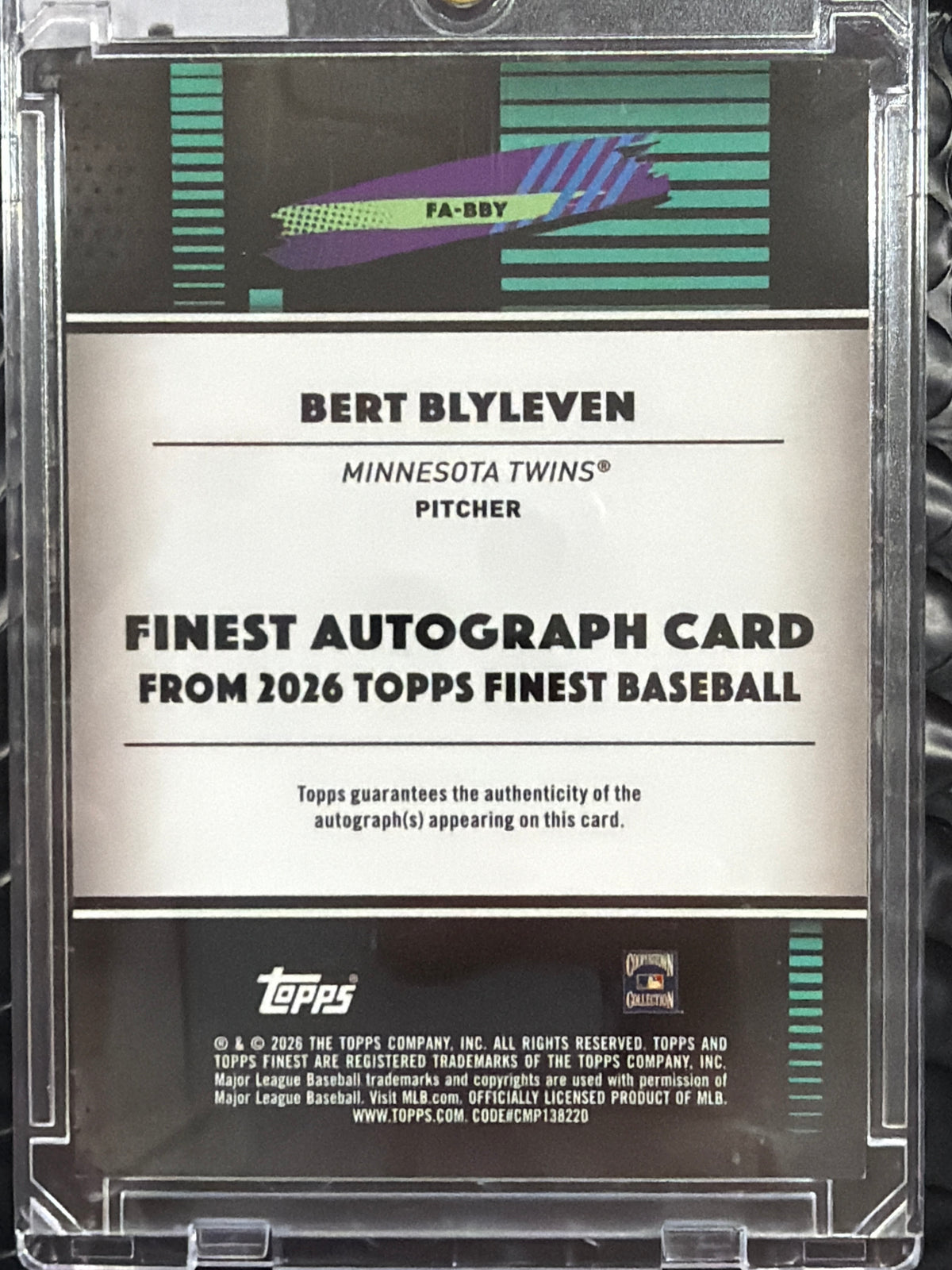 2026 Topps Finest Bert Blyleven #FA-BBY