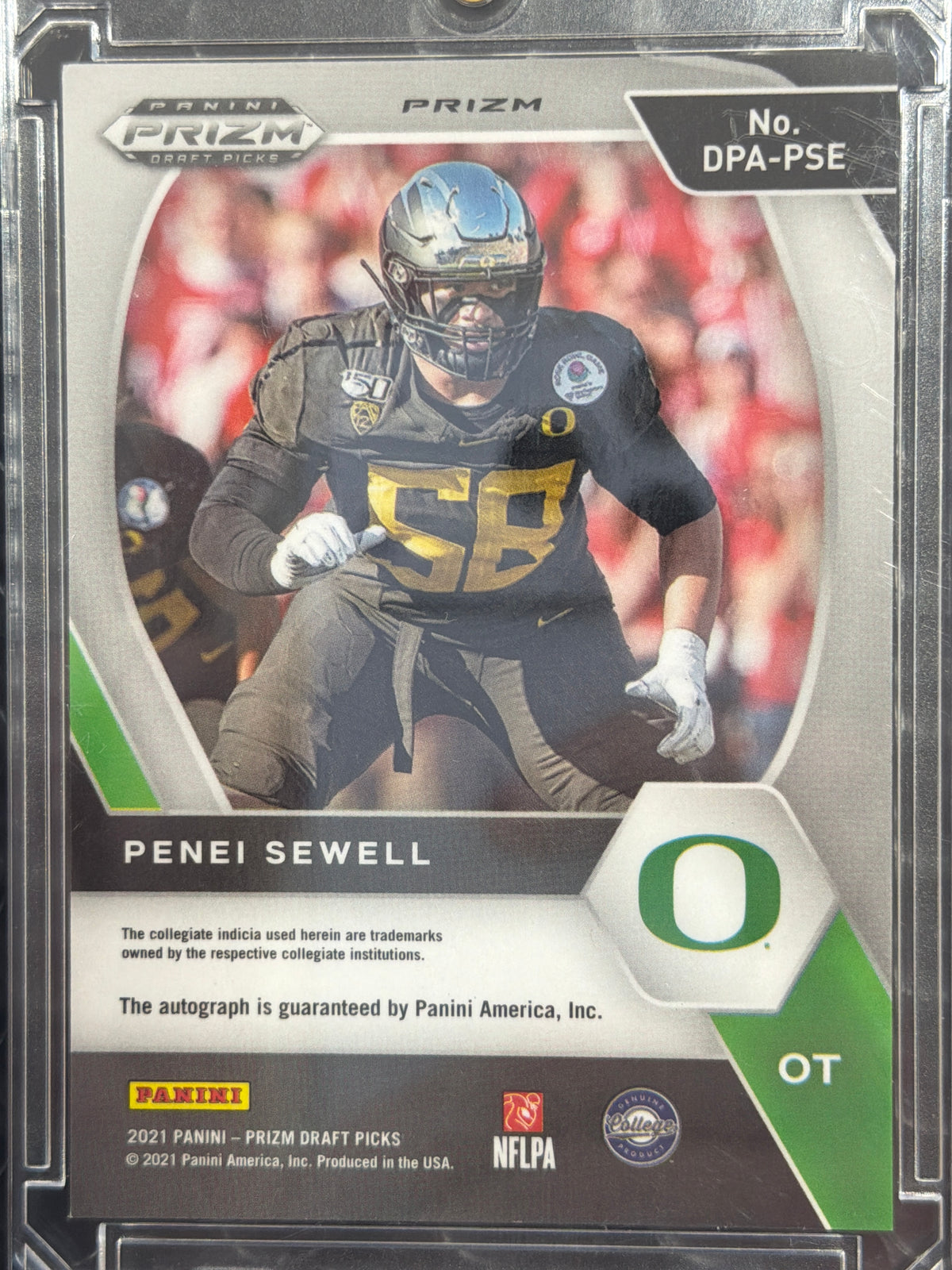 2021 Panini Prizm Draft Picks Penei Sewell #DPA-PSE Orange Cracked Ice RC