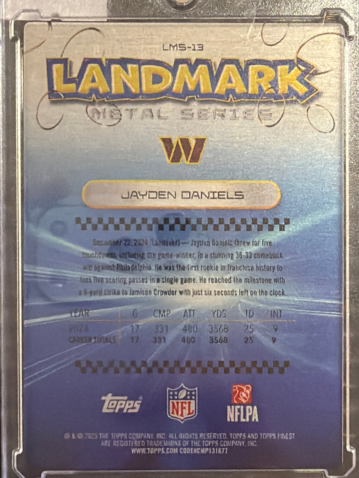 2025 Topps Finest Landmark Metal Series Jayden Daniels #LMS-13
