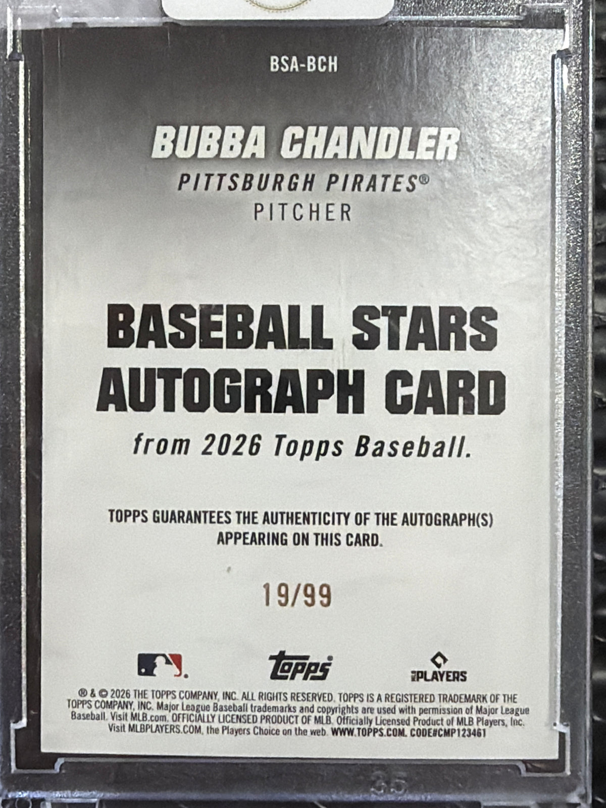 2026 Topps Baseball Stars Autographs Bubba Chandler #BSA-BCH Green /99 RC