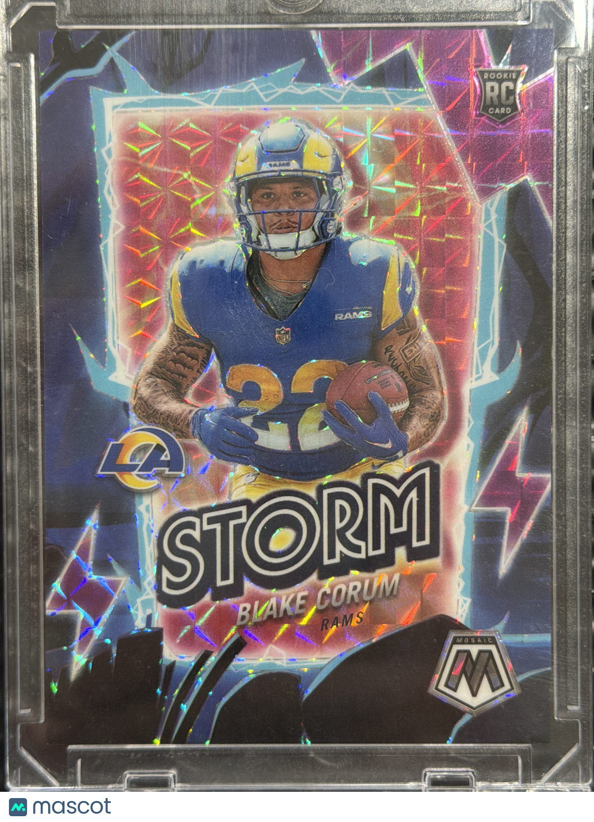 2024 Panini Mosaic Football Blake Corum #5 Pink Fluorescent /19 RC
