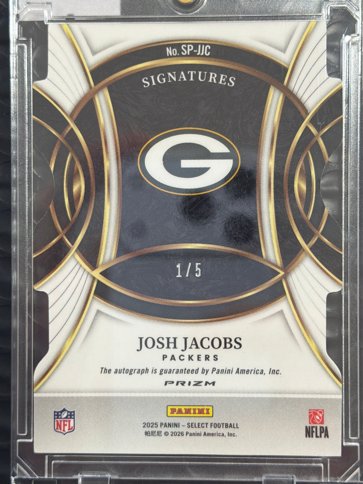 2026 Panini Select Josh Jacobs #SP-JJC Green Prizm /5