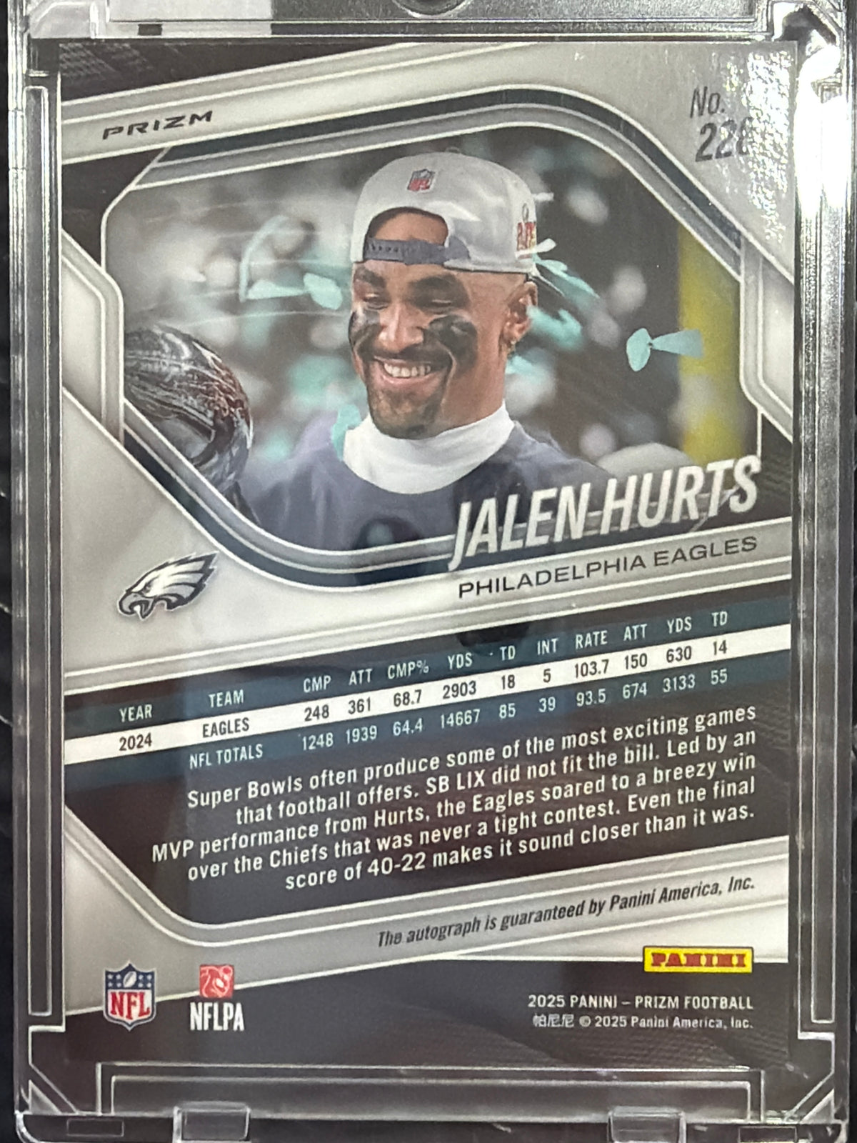 2025 Panini Prizm Football Jalen Hurts #220 Silver Superbowl