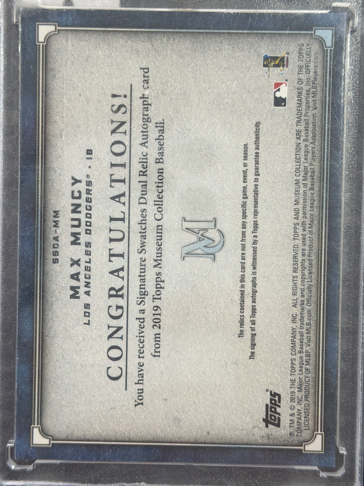 2019 Topps Museum Collection Max Muncy #SSDA-MM /199 Memorabilia