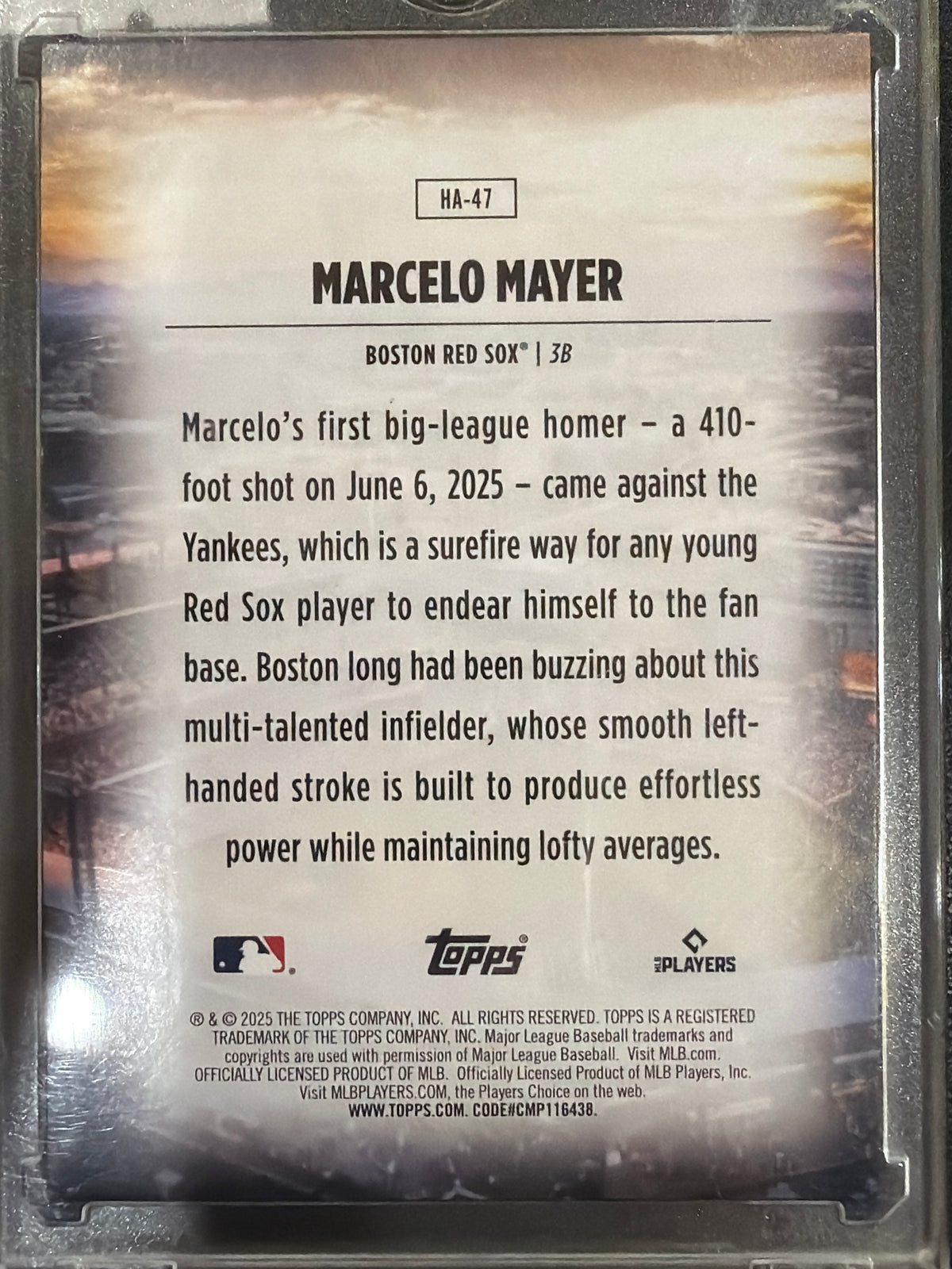 2025 Topps Marcelo Mayer #HA-47 Home Field Advantage RC