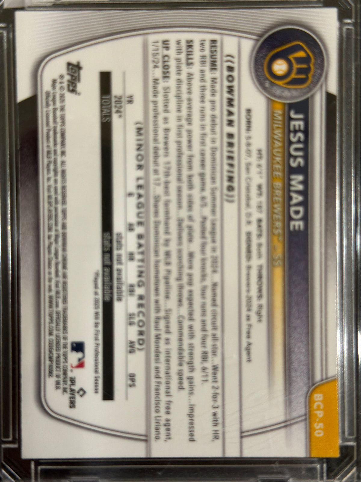 2025 Bowman Chrome Jesus Made #BCP-50 Mojo Refractor