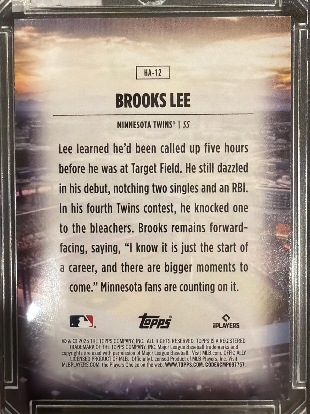 2025 Topps Brooks Lee #HA-12 RC