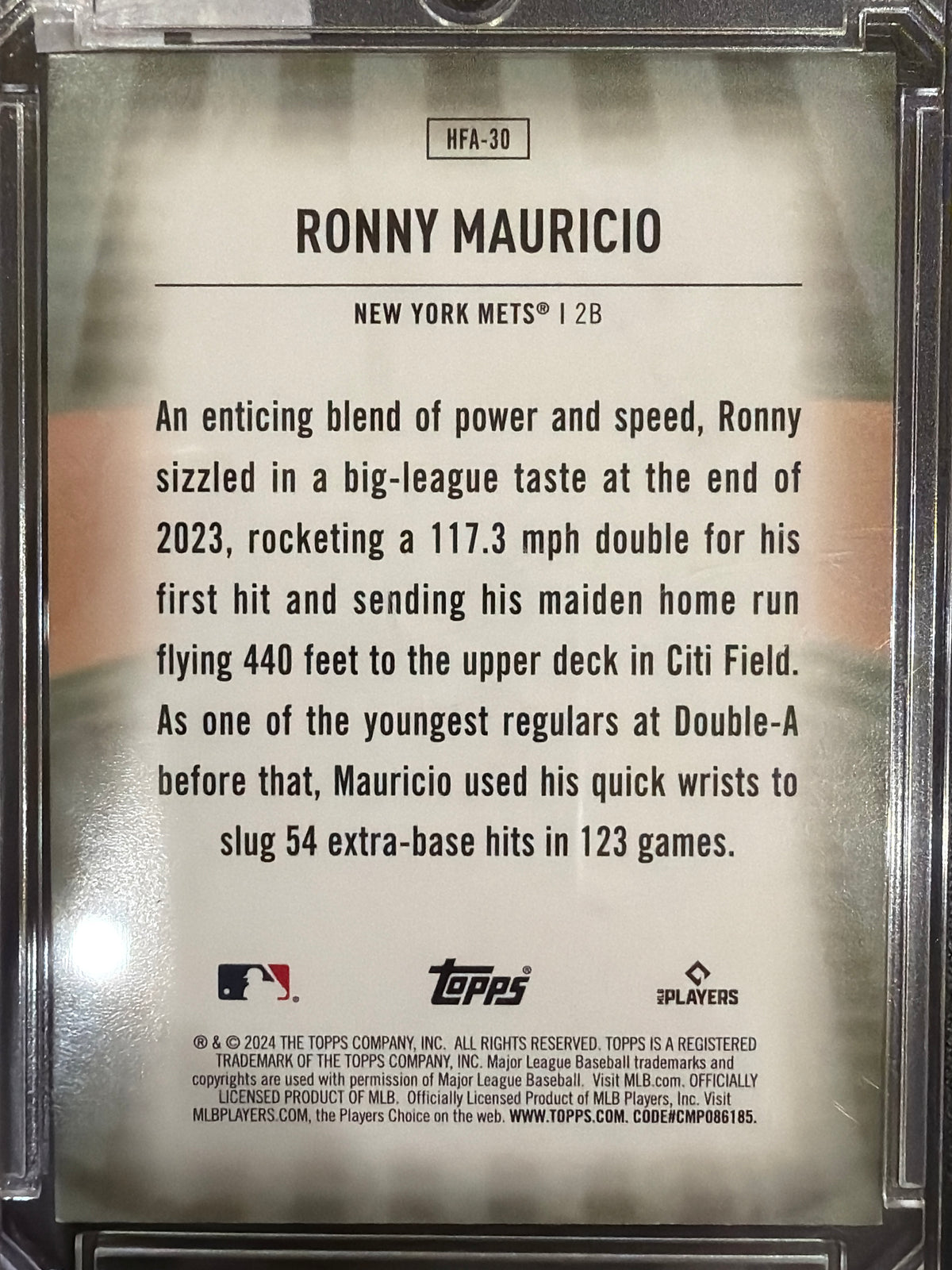 2024 Topps Ronny Mauricio #HFA-30 Home Field Advantage RC