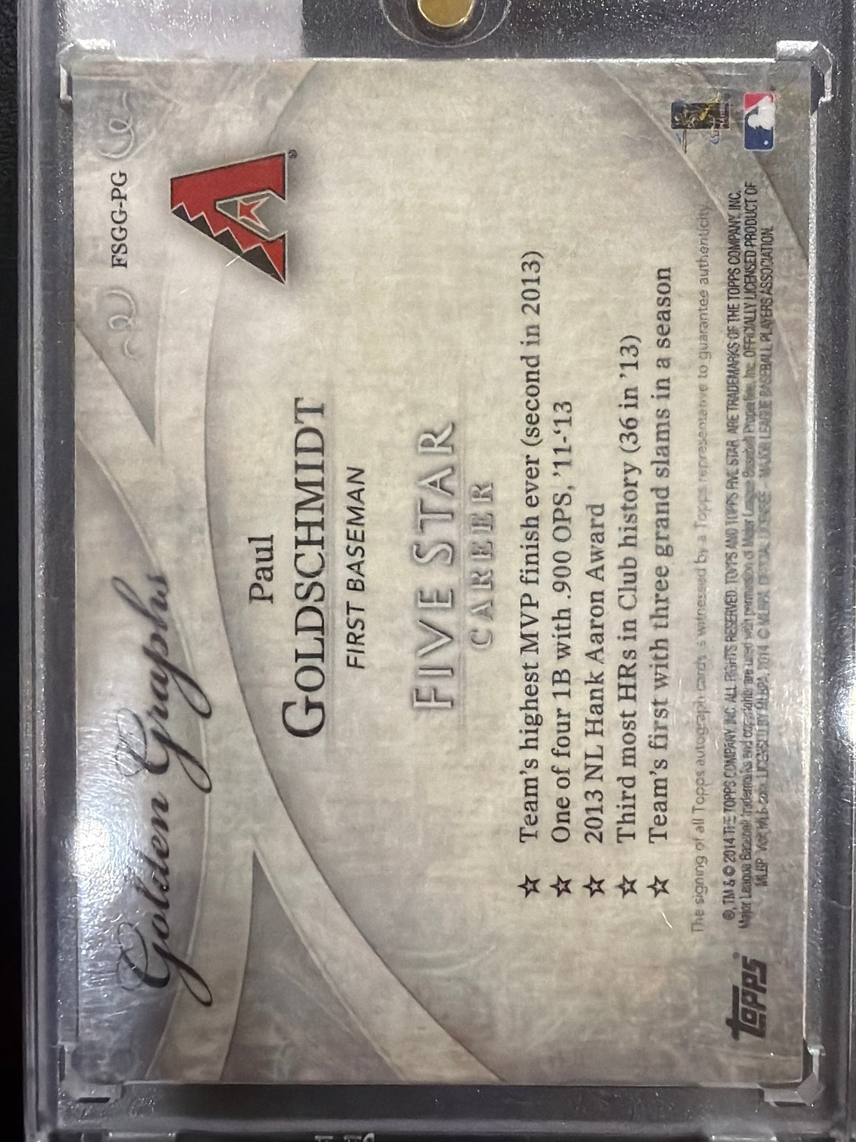 2014 Topps Five Star Paul Goldschmidt #FSGG-PG Golden Graphs Purple /25