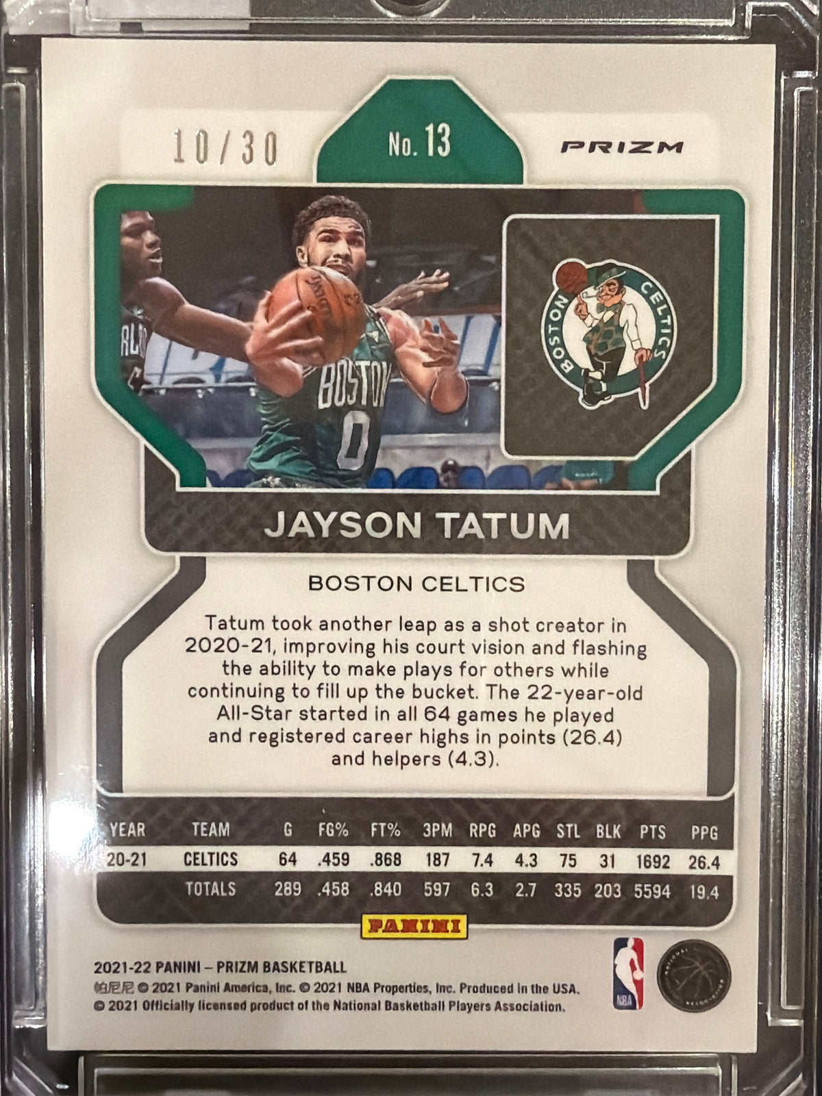 2021 Panini Prizm Basketball Jayson Tatum #13 Blue Shimmer /30