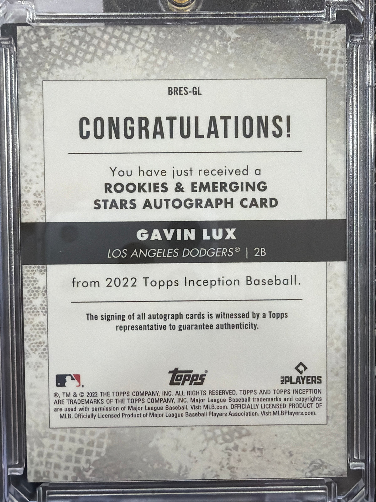 2022 Topps Inception Gavin Lux #BRES-GL /225