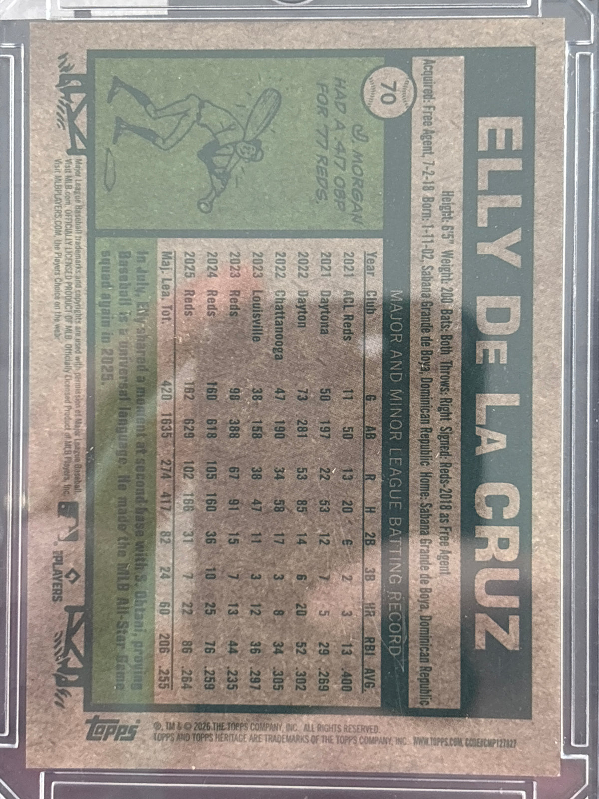 2026 Topps Heritage Elly De La Cruz #70 Gold Border /50