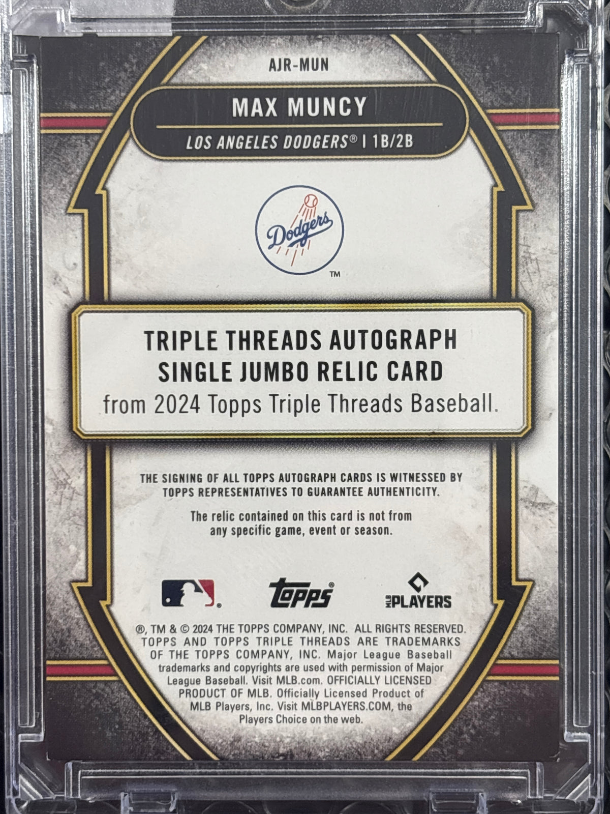 2024 Topps Triple Threads Max Muncy #AJR-MUN Memorabilia