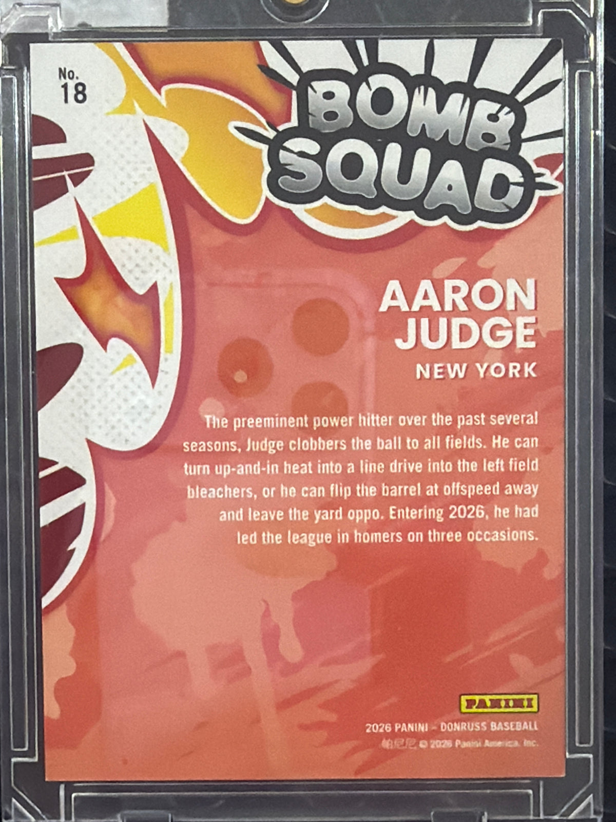 2026 Panini Donruss Aaron Judge #18 Bomb Squad /99