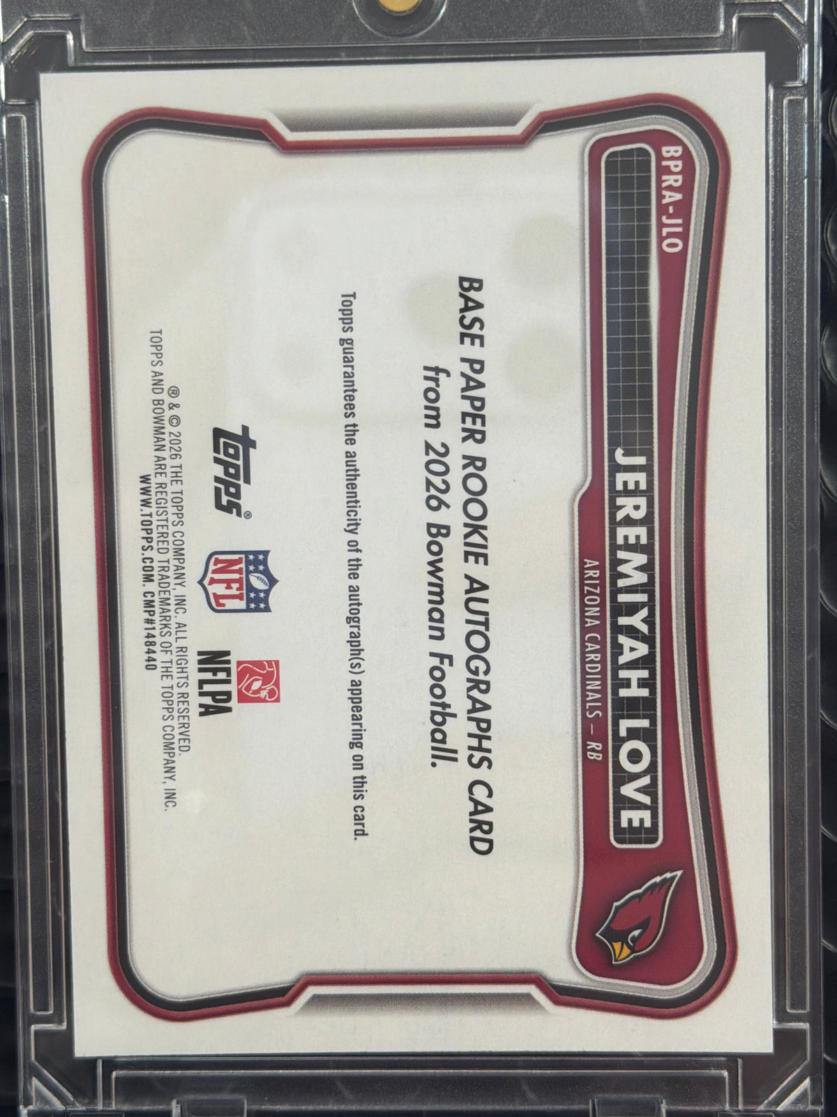 2026 Bowman Football Jeremiyah Love #BPRA-JLO Gold /50 RC