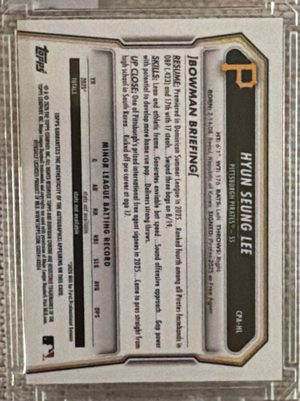 2025 Bowman Chrome Hyun Seung Lee #CPA-HL Mini Diamond