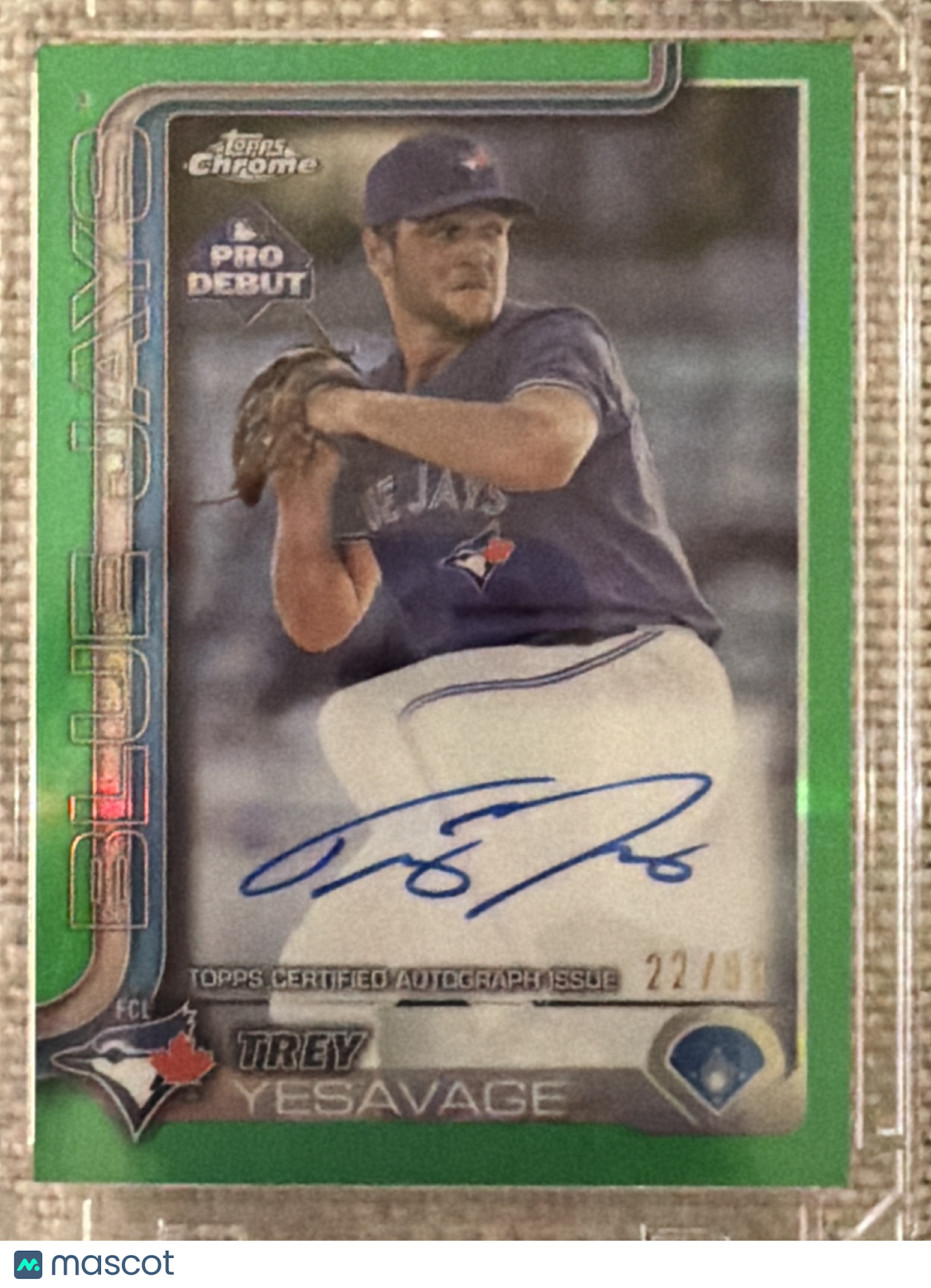2025 Topps Chrome Pro Debut Trey Yesavage #PDC-45 Green Refractor /98