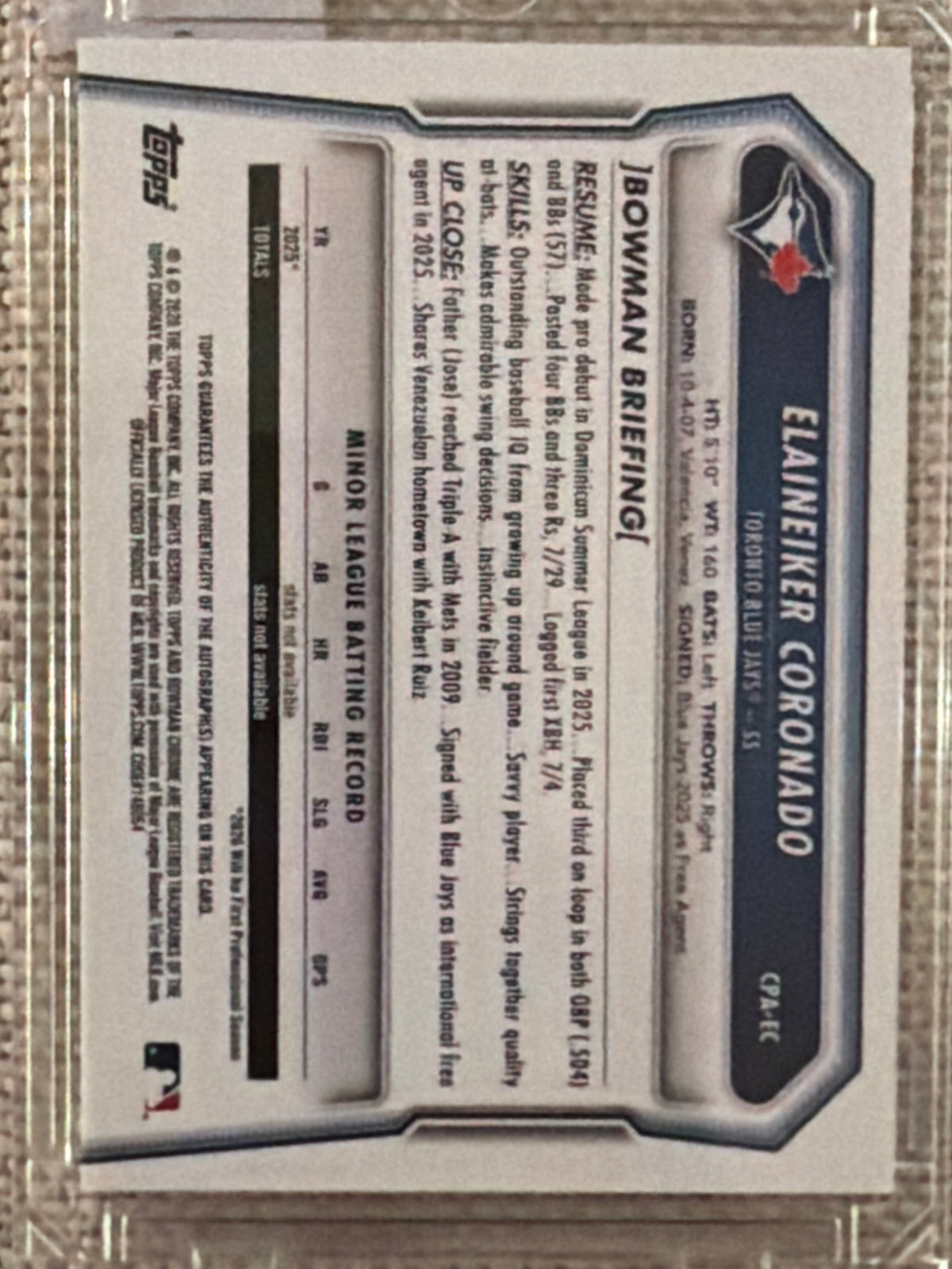 2026 Bowman Chrome Elaineiker Coronado #CPA-EC Gold Refractor /50