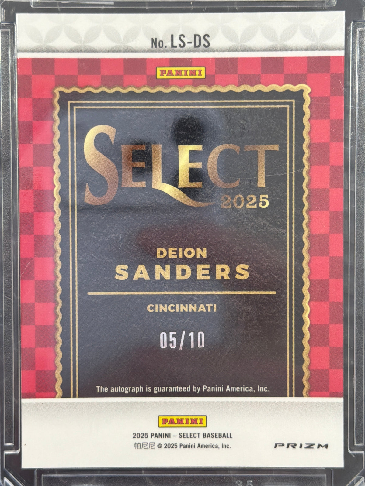 2025 Panini Select Deion Sanders #LS-DS Gold Cracked Ice Prizm /10