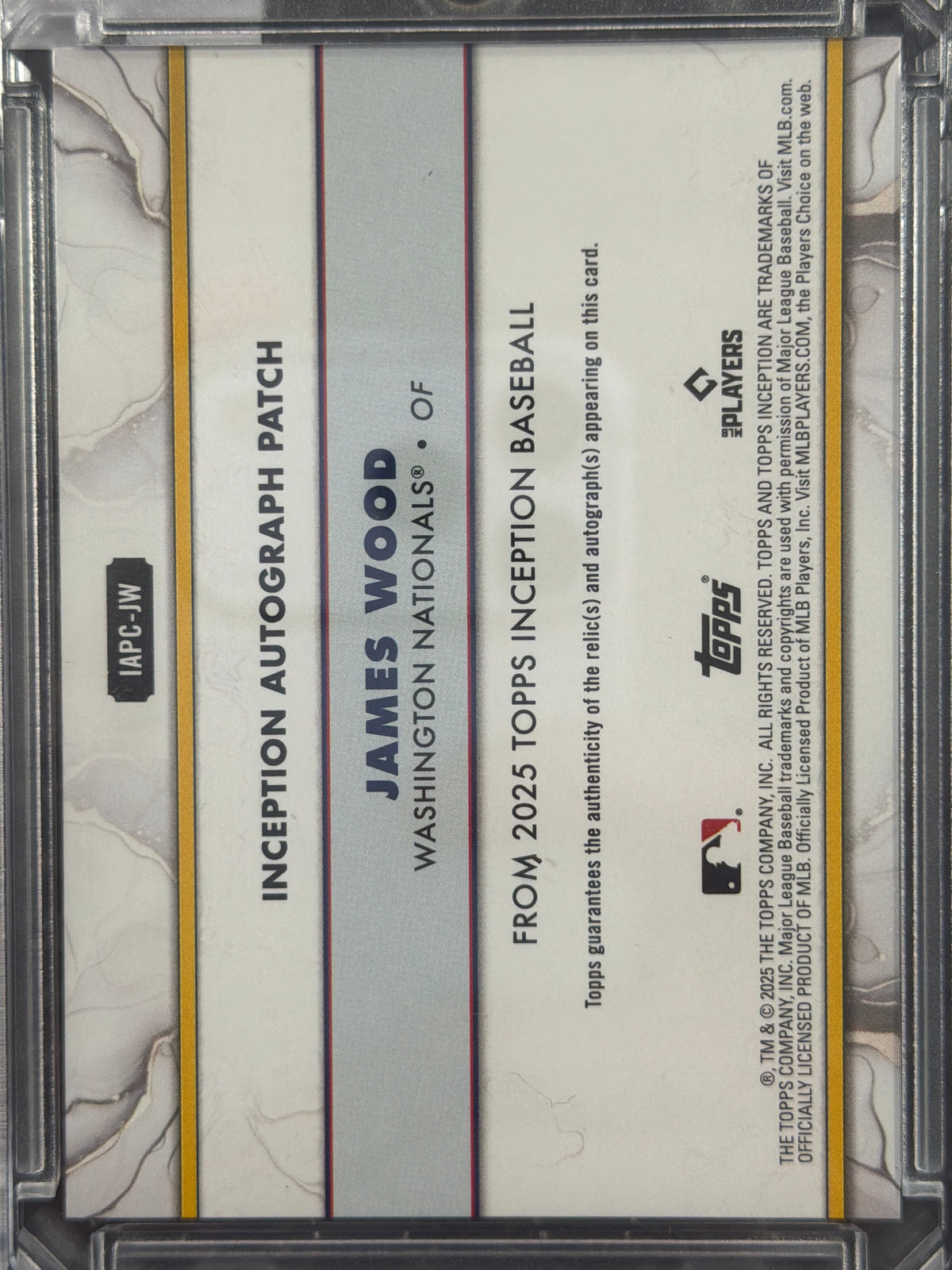 2025 Topps Inception James Wood #IAPC-JW /30 Player-Worn Memorabilia Patch RC