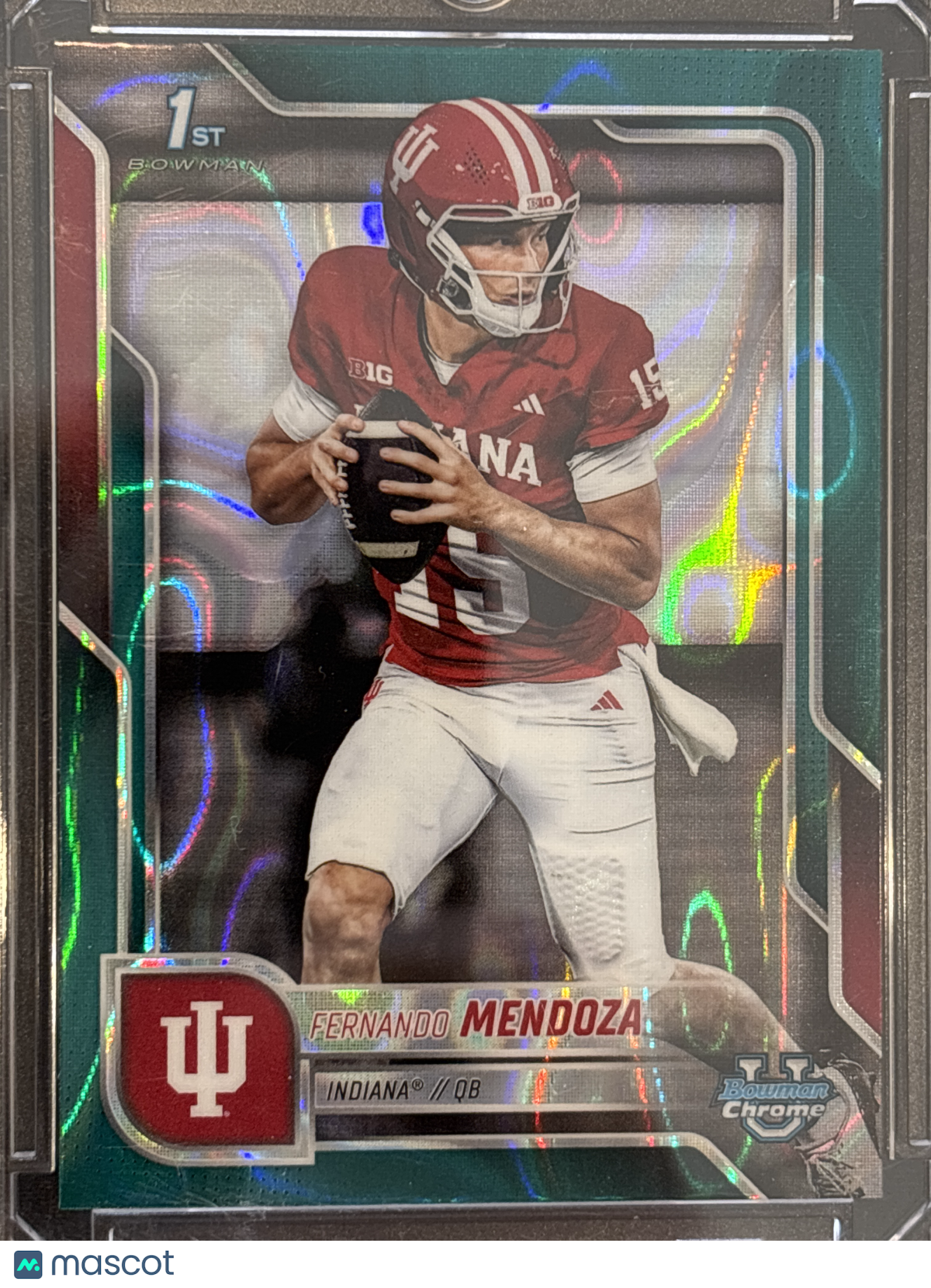 2025 Topps Bowman Chrome Fernando Mendoza #109 Green Refractor