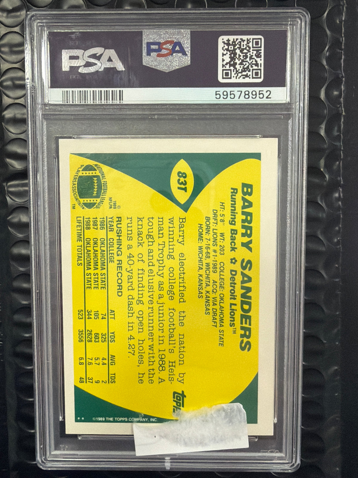 1989 Topps Traded Barry Sanders #83T PSA 9