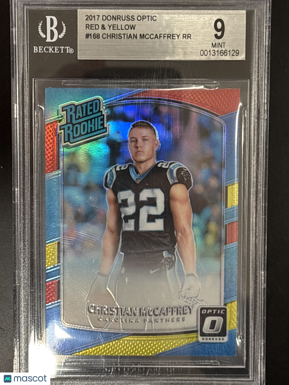 2017 Donruss Optic Red and Yellow Christian McCaffrey RR #168 BGS 9