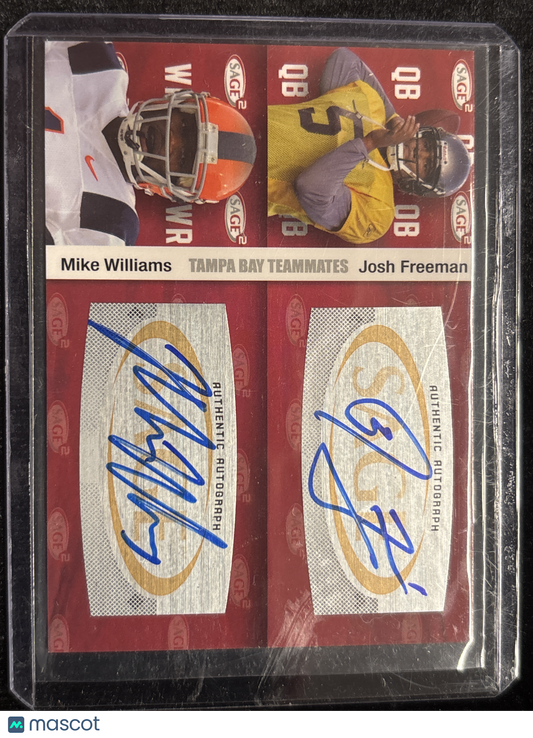 2010 Sage Hit Josh Freeman Mike Williams #A16 Dual Autograph