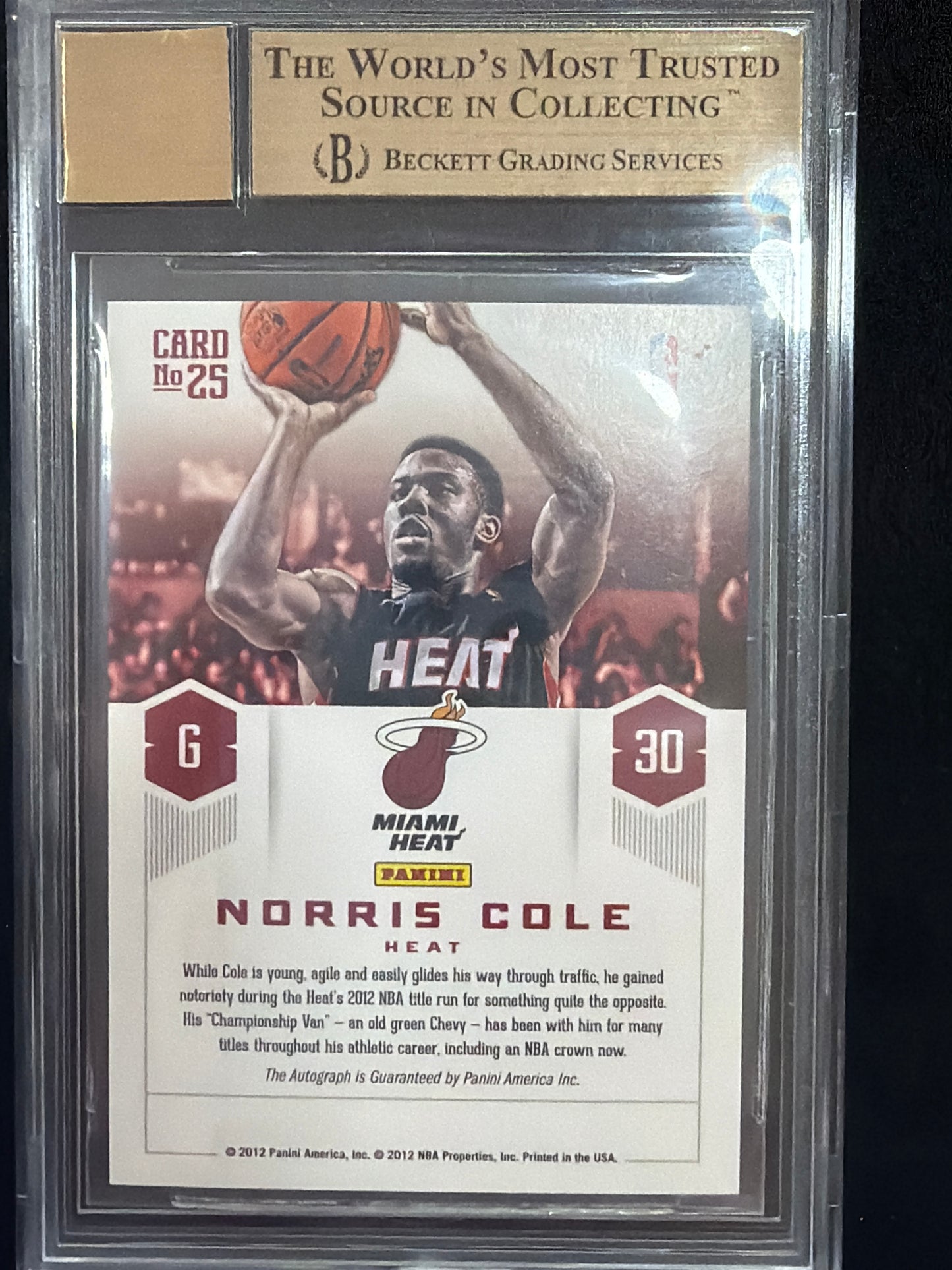 2012 Prestige Prestigious Picks Signatures Norris Cole #25 BGS 9.5 Auto 10