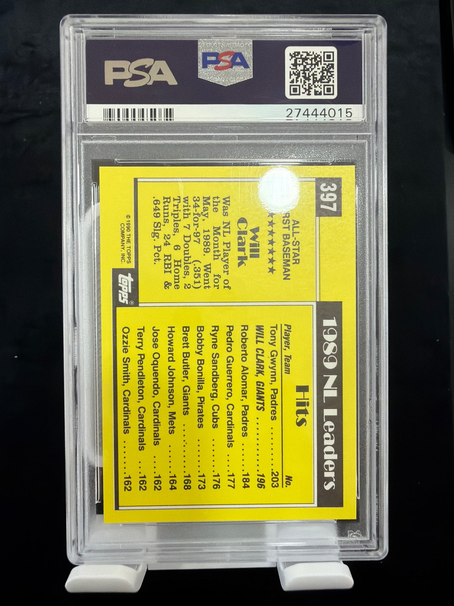 1990 Topps Tiffany Will Clark #397 PSA 8