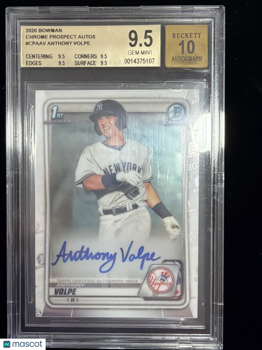 2020 Bowman Chrome Prospect Autographs Anthony Volpe #CPAAV BGS 9.5